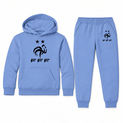 France Soccer youth hoodie jogger set, Carolina Blue, Youth Large ages 10–12