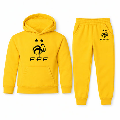 France Soccer youth hoodie jogger set, Yellow, Youth Large ages 10–12