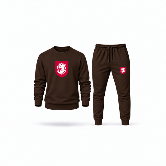Men's Georgia National Soccer Team Sweatshirt Joggers Set | Color: Brown | Main