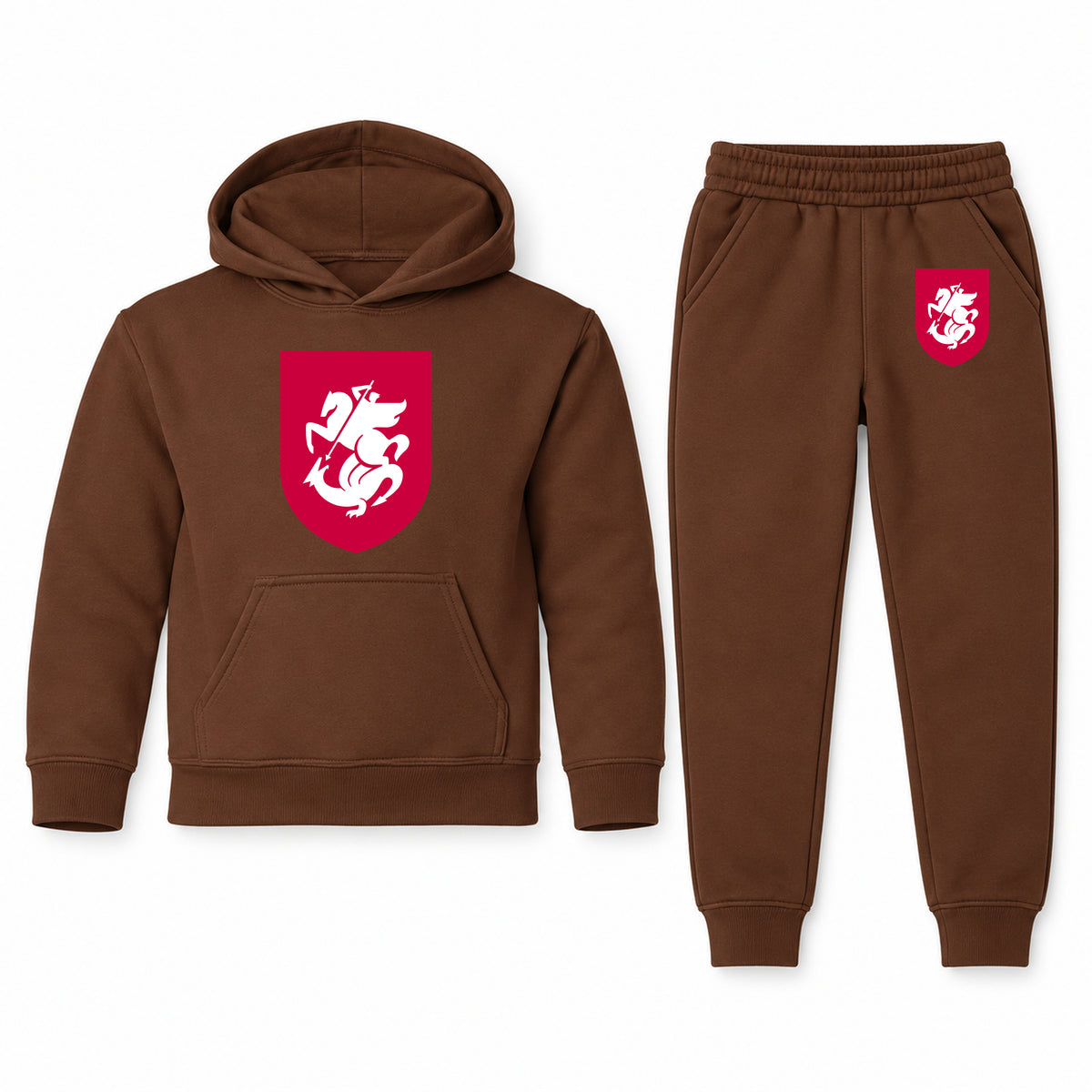 Georgia National Soccer Team youth hoodie jogger set, Brown, Youth Large ages 10–12