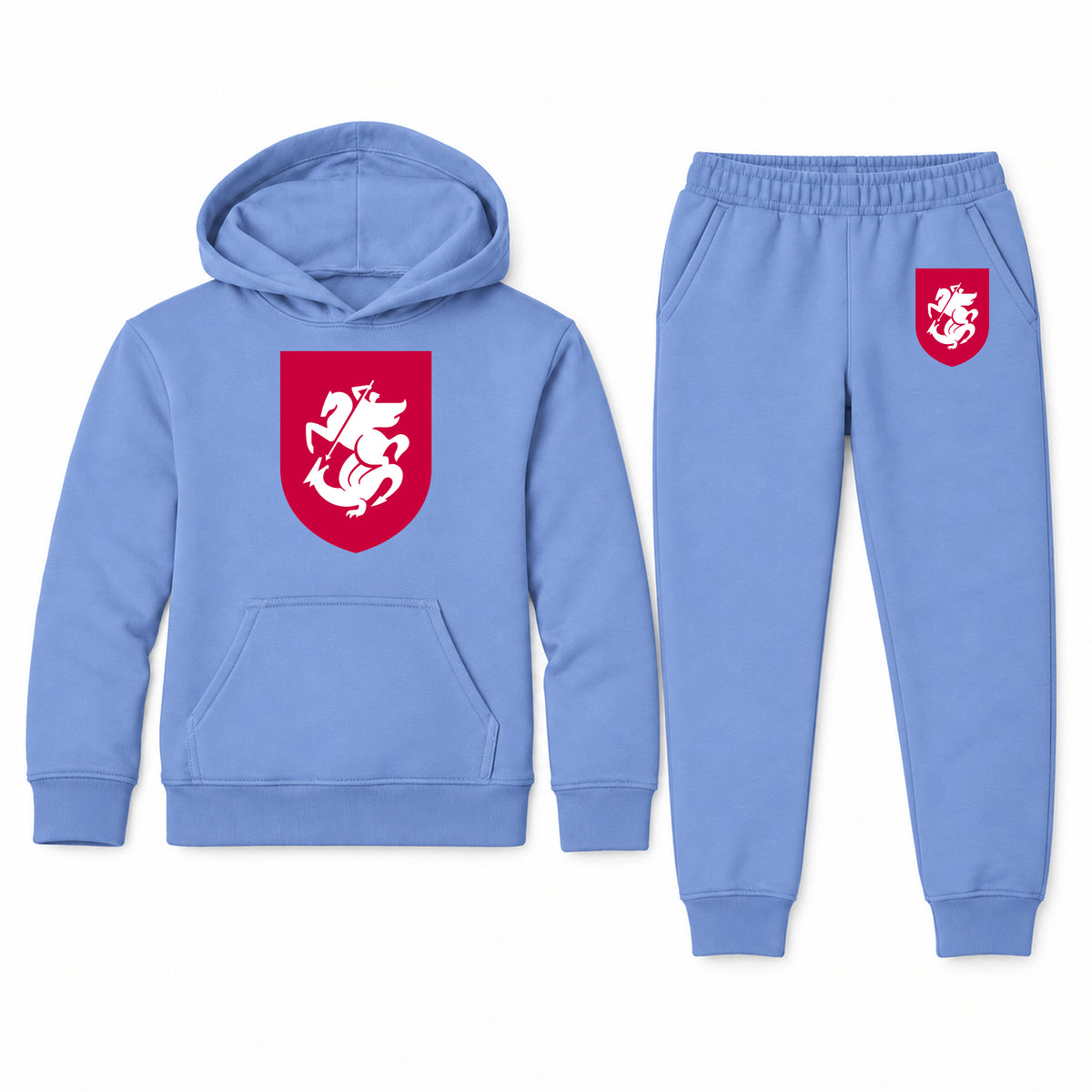 Georgia National Soccer Team youth hoodie jogger set, Carolina Blue, Youth Large ages 10–12