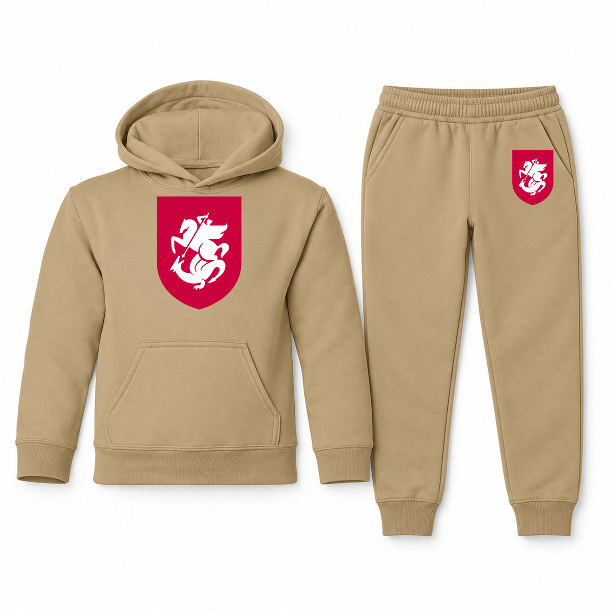 Georgia National Soccer Team youth hoodie jogger set, Khaki, Youth Large ages 10–12