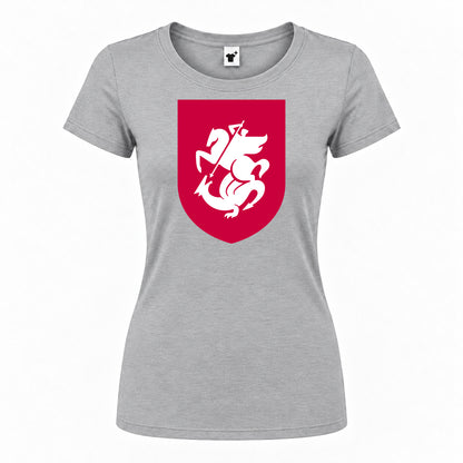 Women's Georgia National Soccer Team Round Neck T-Shirt — Grey — original logo on current Drive garment