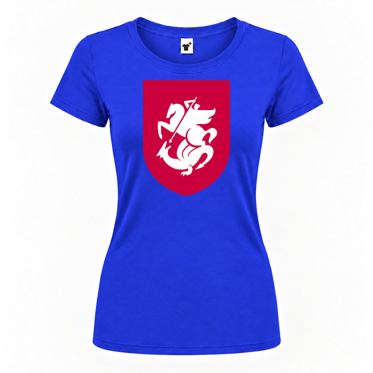 Women's Georgia National Soccer Team Round Neck T-Shirt — Royal Blue — original logo on current Drive garment