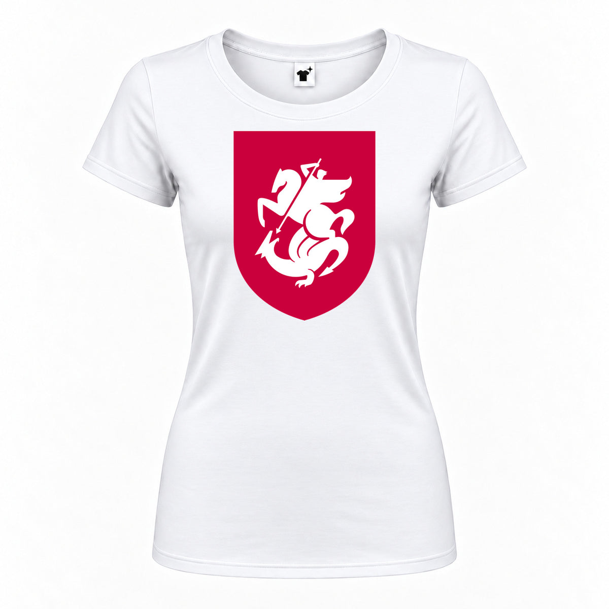 Women's Georgia National Soccer Team Round Neck T-Shirt — White — original logo on current Drive garment