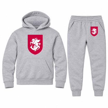 Georgia National Soccer Team youth hoodie jogger set, Sports Grey, Youth Large ages 10–12