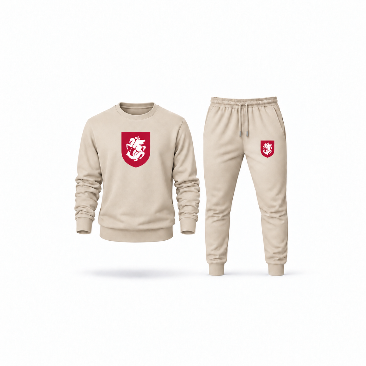 Men's Georgia National Soccer Team Sweatshirt Joggers Set | Color: Tan | Main