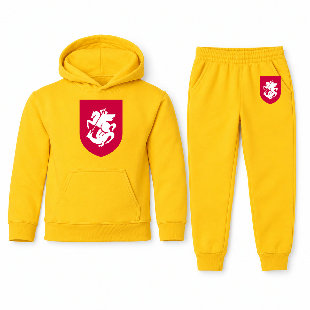 Georgia National Soccer Team youth hoodie jogger set, Yellow, Youth Large ages 10–12