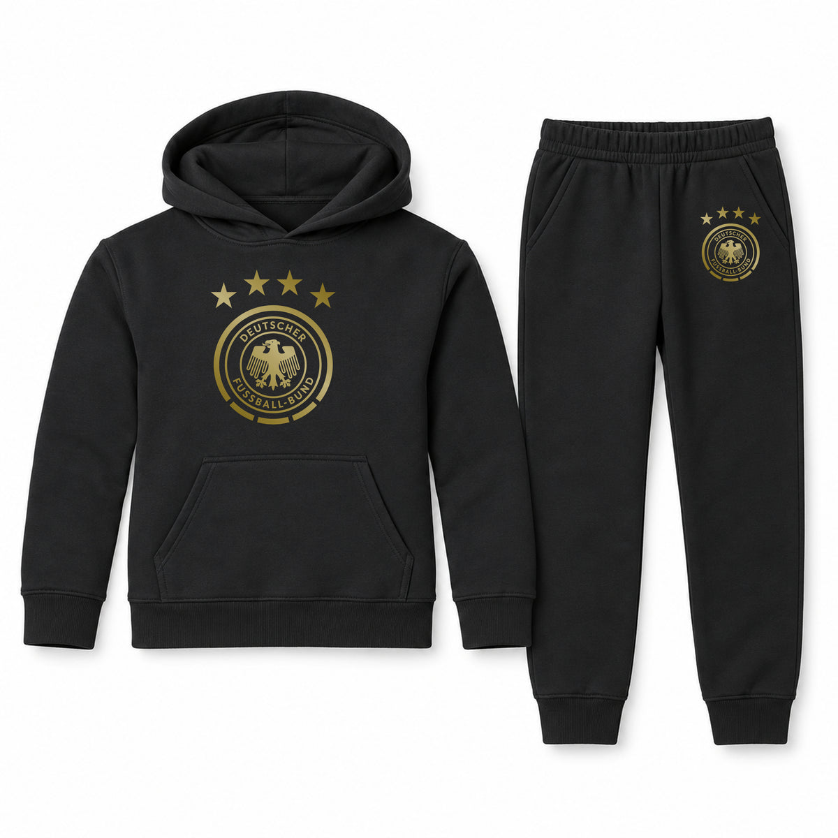 Germany Soccer youth hoodie jogger set, Black, Youth Large ages 10–12