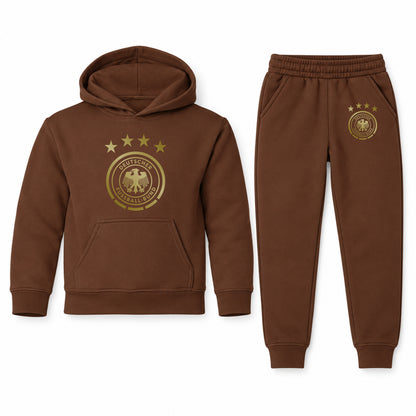 Germany Soccer youth hoodie jogger set, Brown, Youth Large ages 10–12