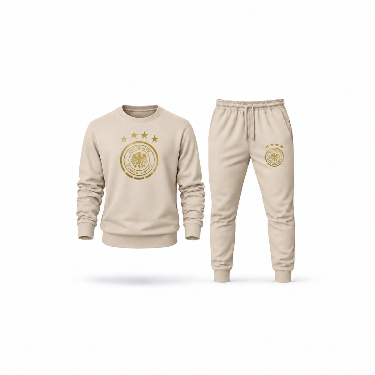 Men's Germany Soccer Sweatshirt Joggers Set | Color: Tan | Main