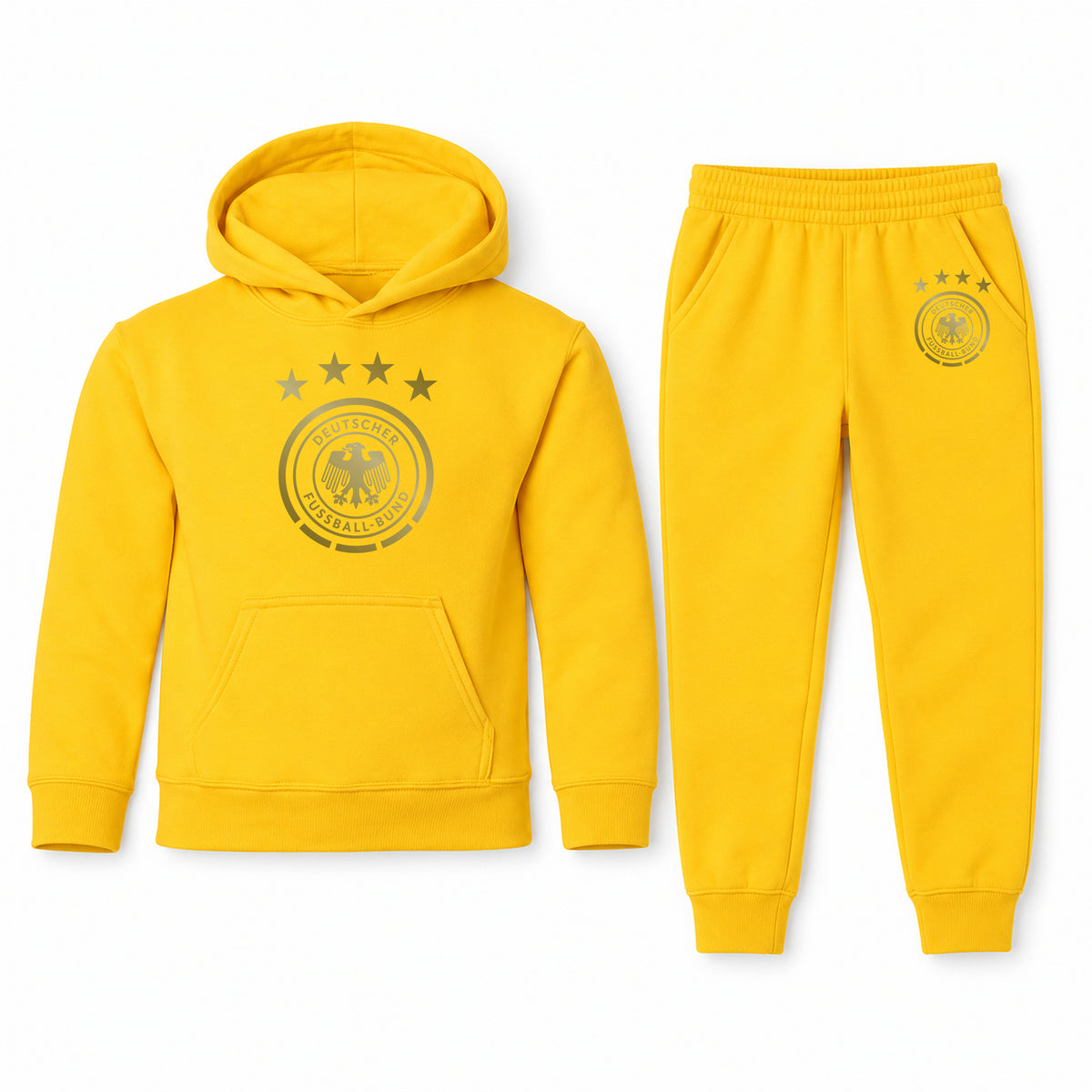 Germany Soccer youth hoodie jogger set, Yellow, Youth Large ages 10–12