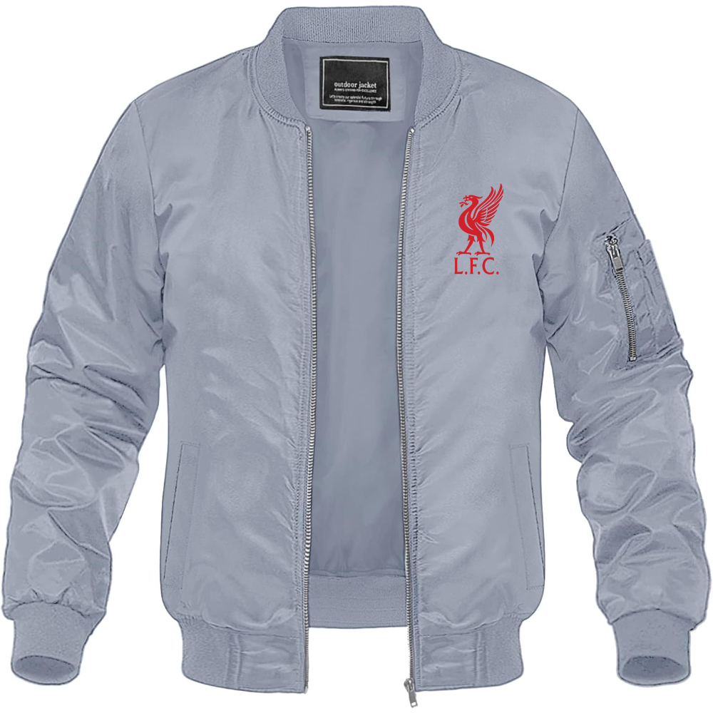 Men's Liverpool L.F.C. Soccer Lightweight Bomber Jacket Windbreaker Softshell Varsity Jacket Coat