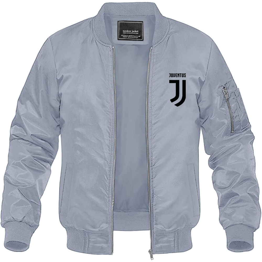 Men's Juventus Soccer Lightweight Bomber Jacket Windbreaker Softshell Varsity Jacket Coat