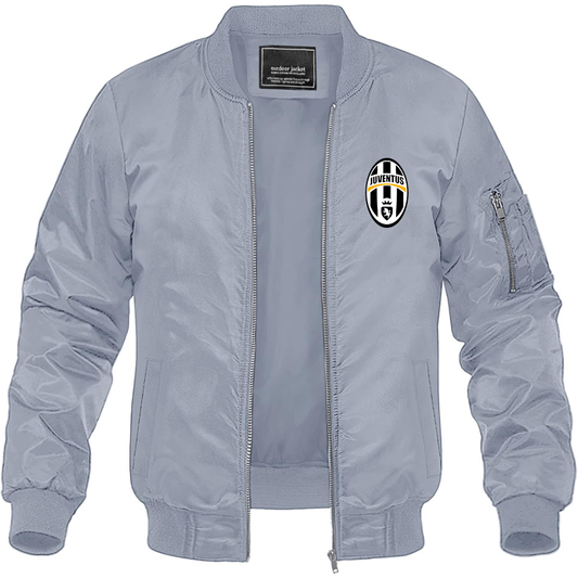 Men's Juventus Football Club Classic Lightweight Bomber Jacket Windbreaker Softshell Varsity Jacket Coat