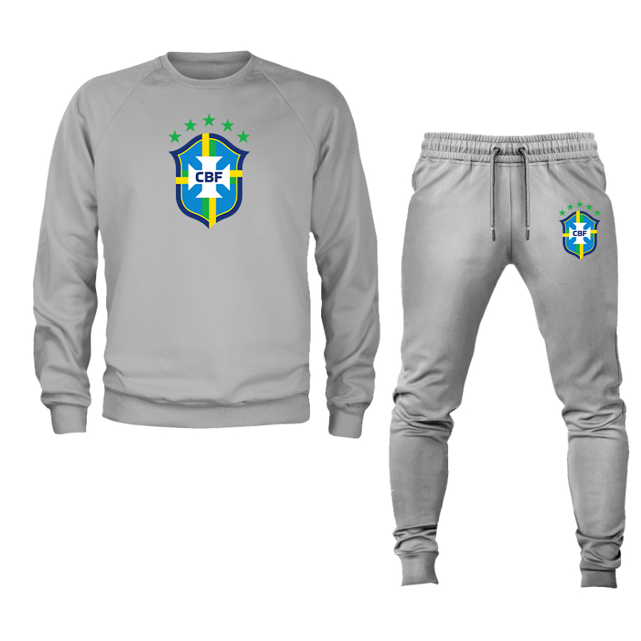 Men's Brazil National Soccer Team Crewneck Sweatshirt Joggers Suit