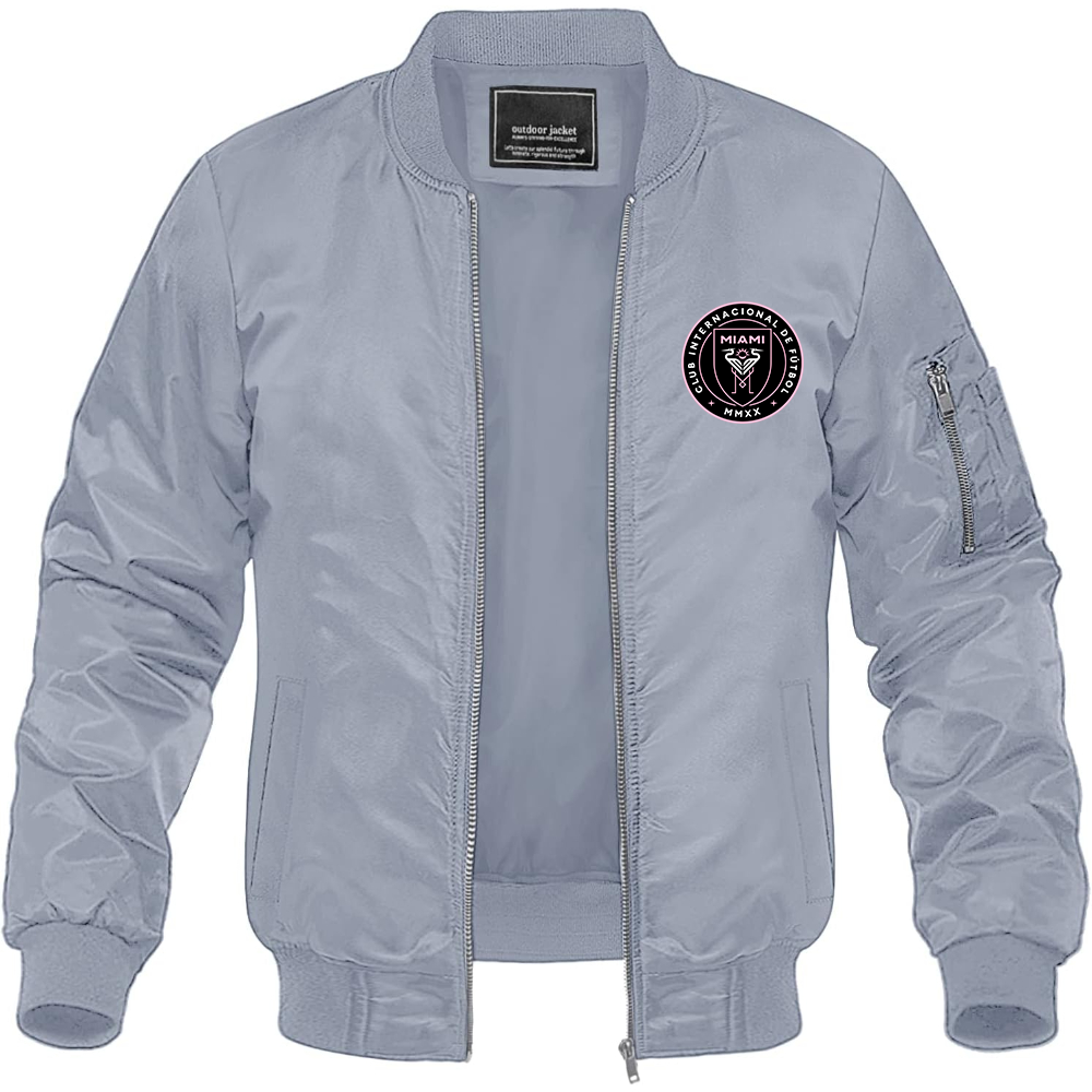 Men's Inter Miami FC Lightweight Bomber Jacket Windbreaker Softshell Varsity Jacket Coat