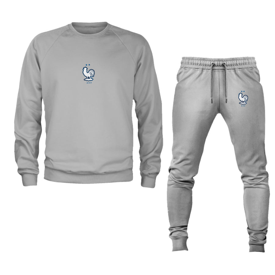 Men's France National Soccer Team Logo Crewneck Sweatshirt Joggers Suit