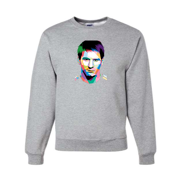 Men's Lionel Messi Face Art Soccer Crewneck Sweatshirt