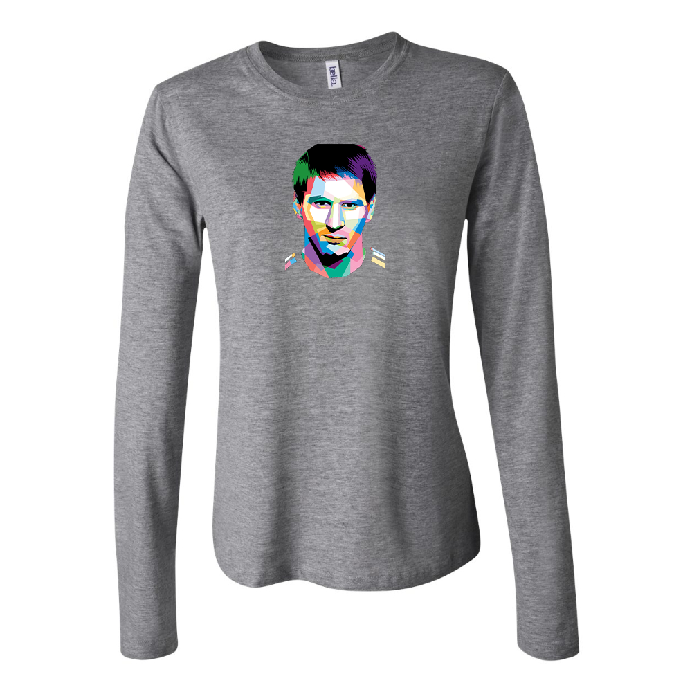 Women's Lionel Messi Face Art Soccer Long Sleeve T-Shirt