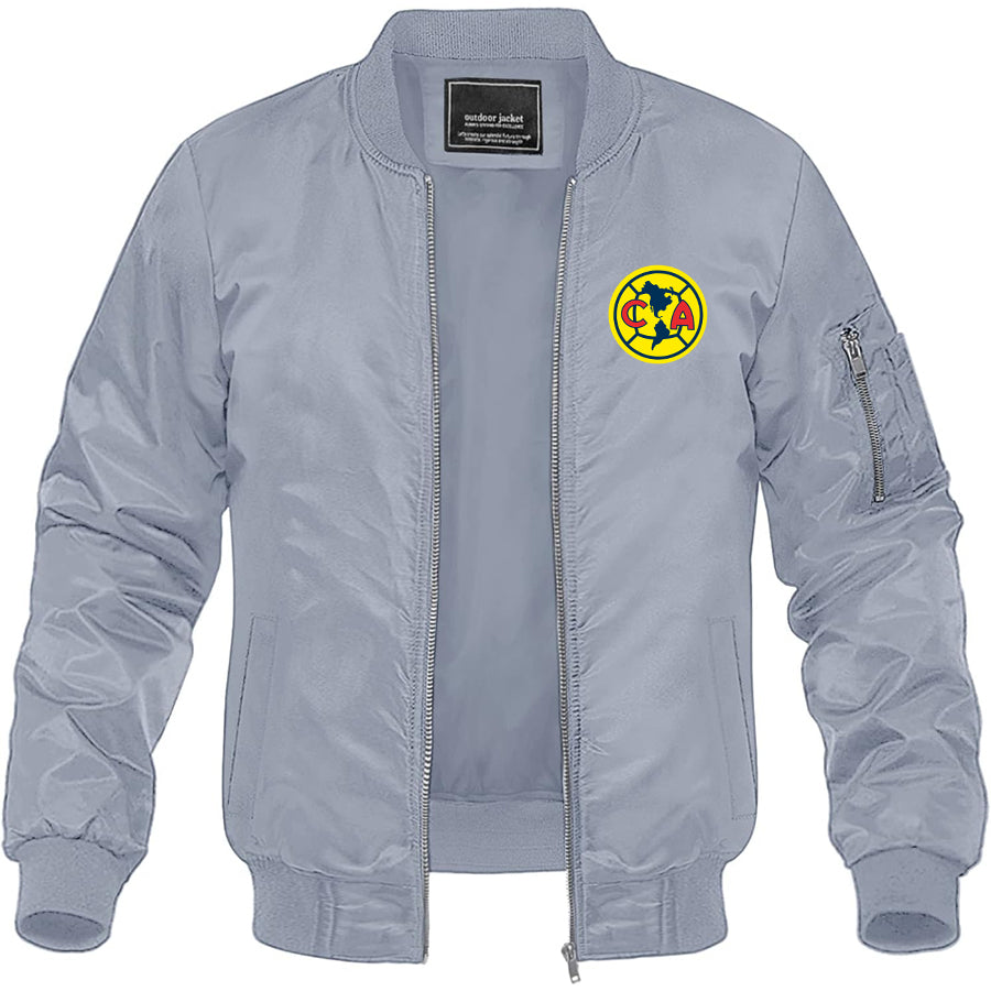 Men's Club America Football Lightweight Bomber Jacket Windbreaker Softshell Varsity Jacket Coat