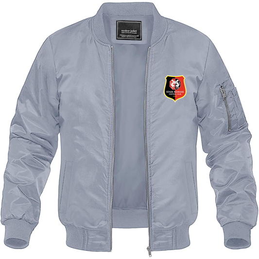 Men's Stade Rennais FC Lightweight Bomber Jacket Windbreaker Softshell Varsity Jacket Coat