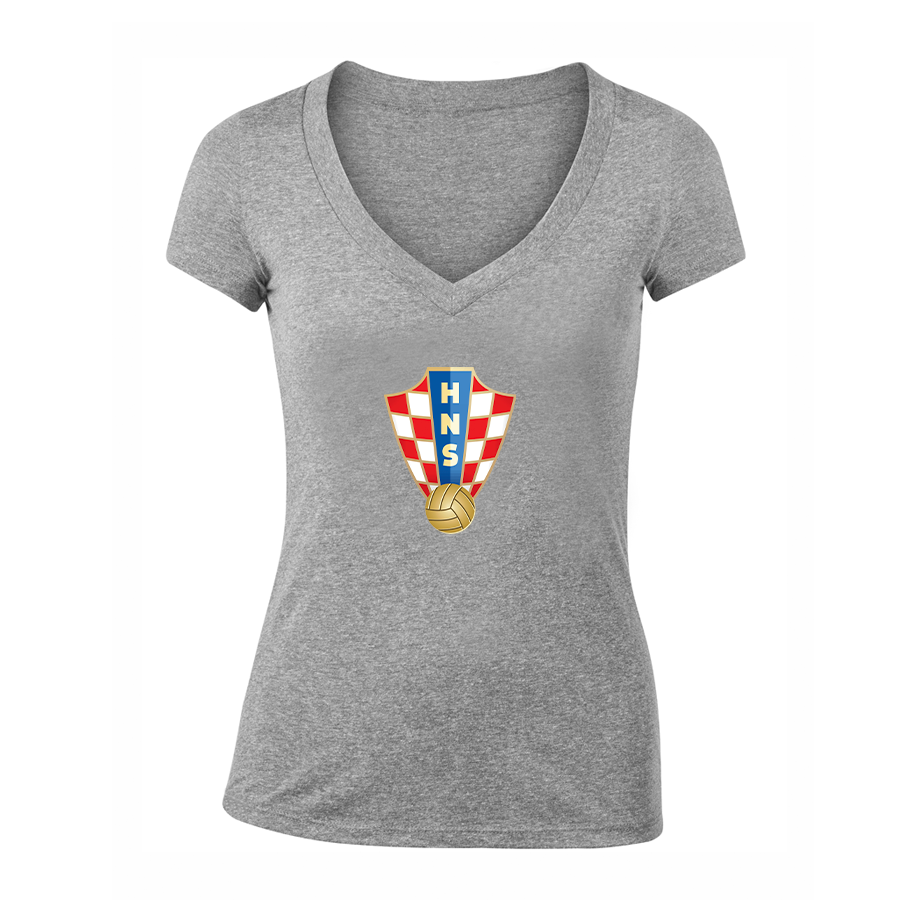 Women's Croatia National Soccer Team V-Neck T-Shirt