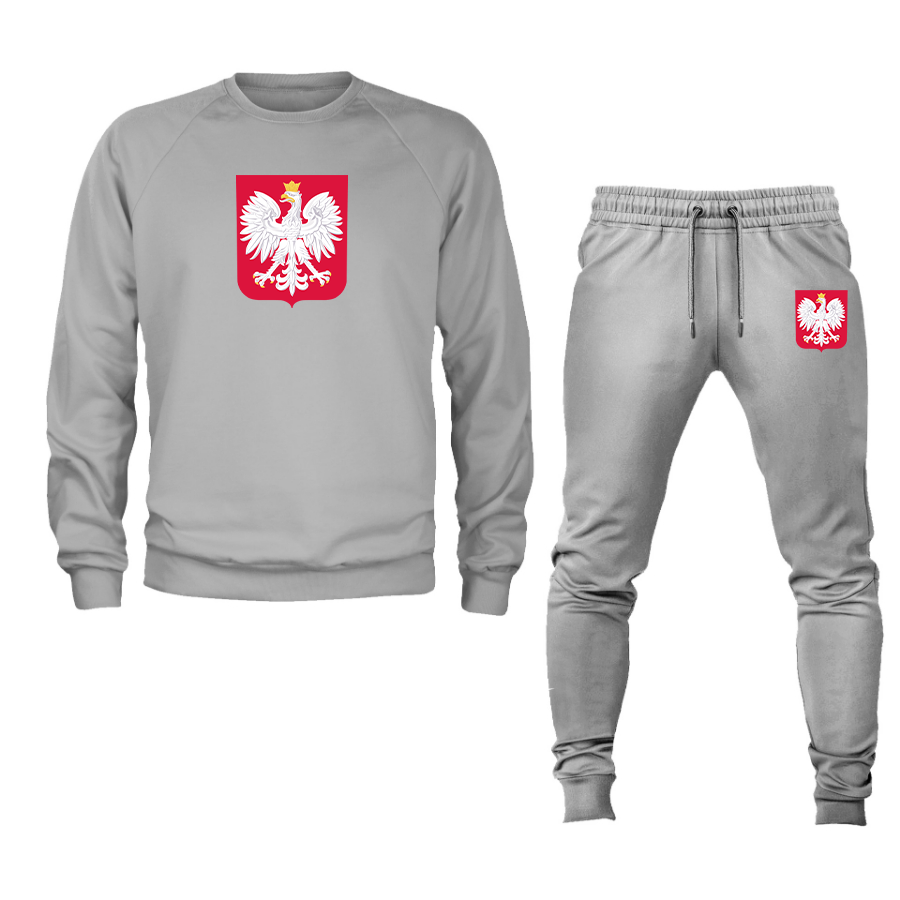 Men's Poland National Soccer Team Crewneck Sweatshirt Joggers Suit