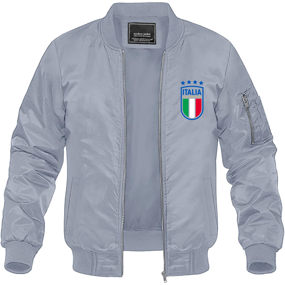 Men's Italy National Soccer Lightweight Bomber Jacket Windbreaker Softshell Varsity Jacket Coat