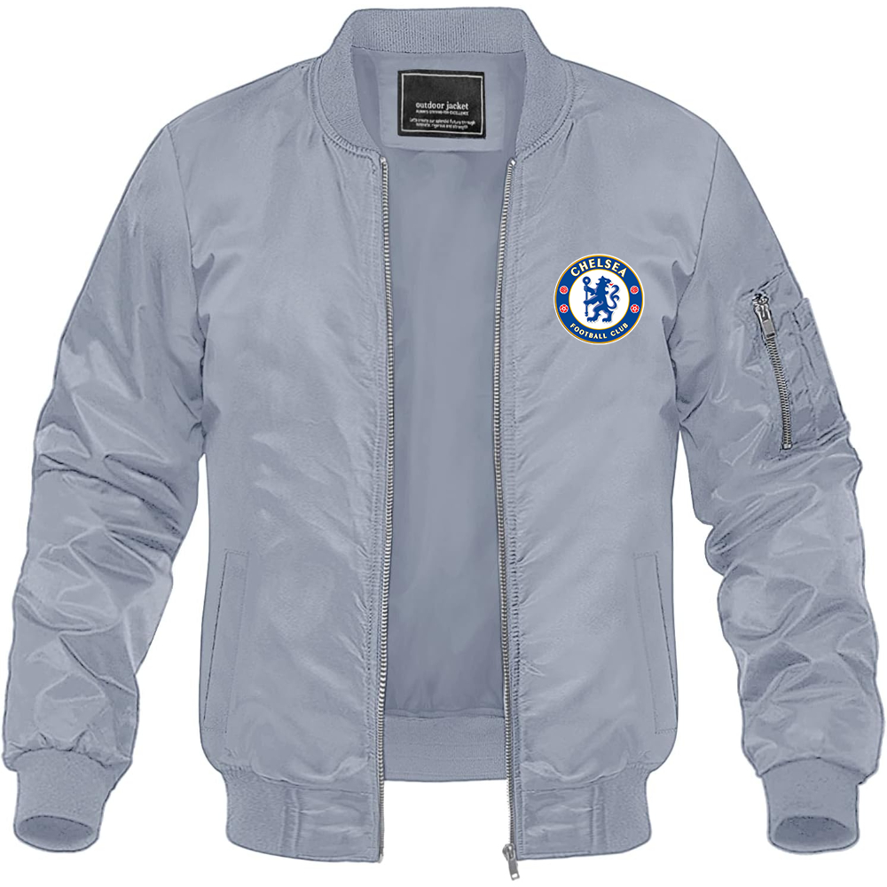 Men's Chelsea Soccer Lightweight Bomber Jacket Windbreaker Softshell Varsity Jacket Coat