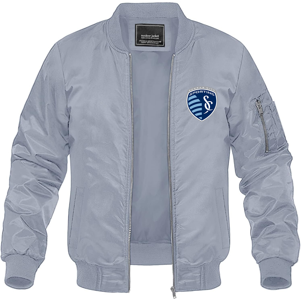 Men's Sporting Kansas City FC Lightweight Bomber Jacket Windbreaker Softshell Varsity Jacket Coat