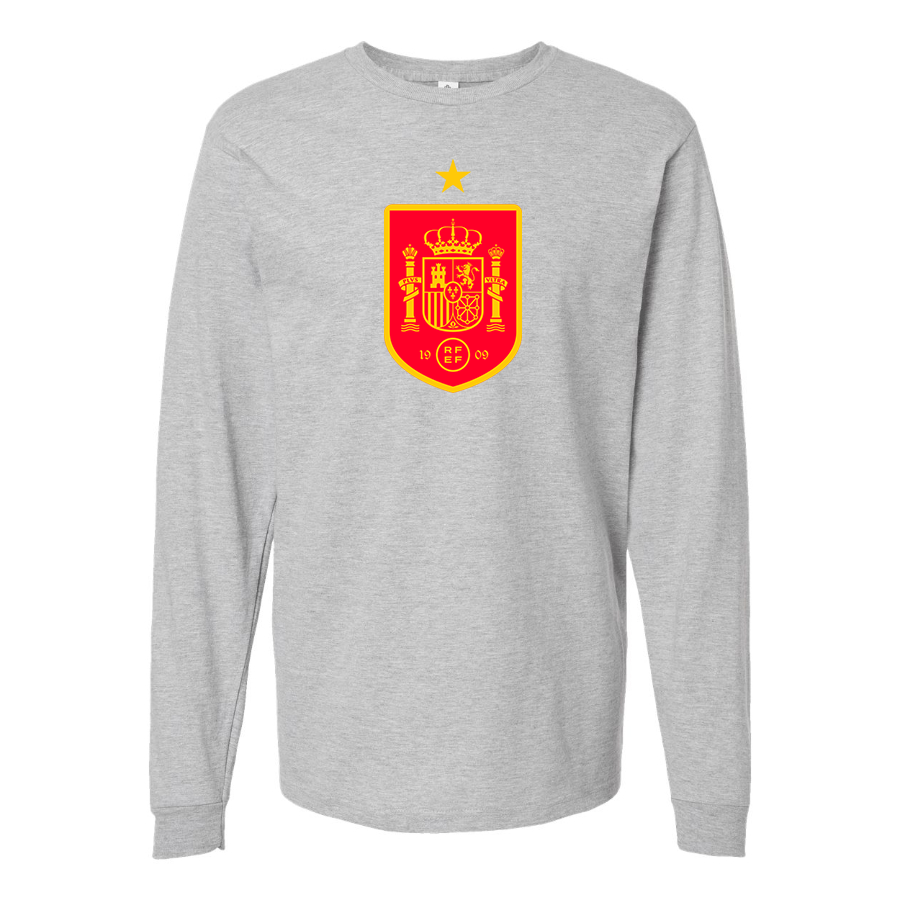 Youth Kids Spain Red Logo National Soccer Team Long Sleeve T-Shirt