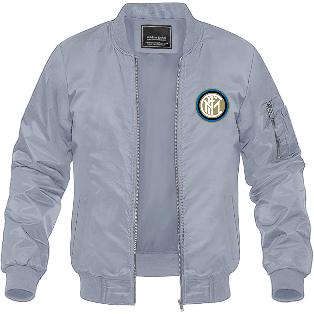 Men's Inter Milan Soccer Lightweight Bomber Jacket Windbreaker Softshell Varsity Jacket Coat