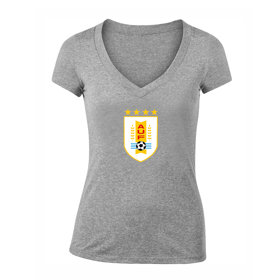 Women's Uruguay National Soccer Team V-Neck T-Shirt