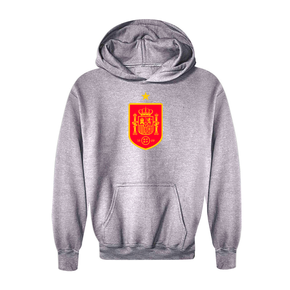 Youth Kids Spain Red Logo National Soccer Team Pullover Hoodie