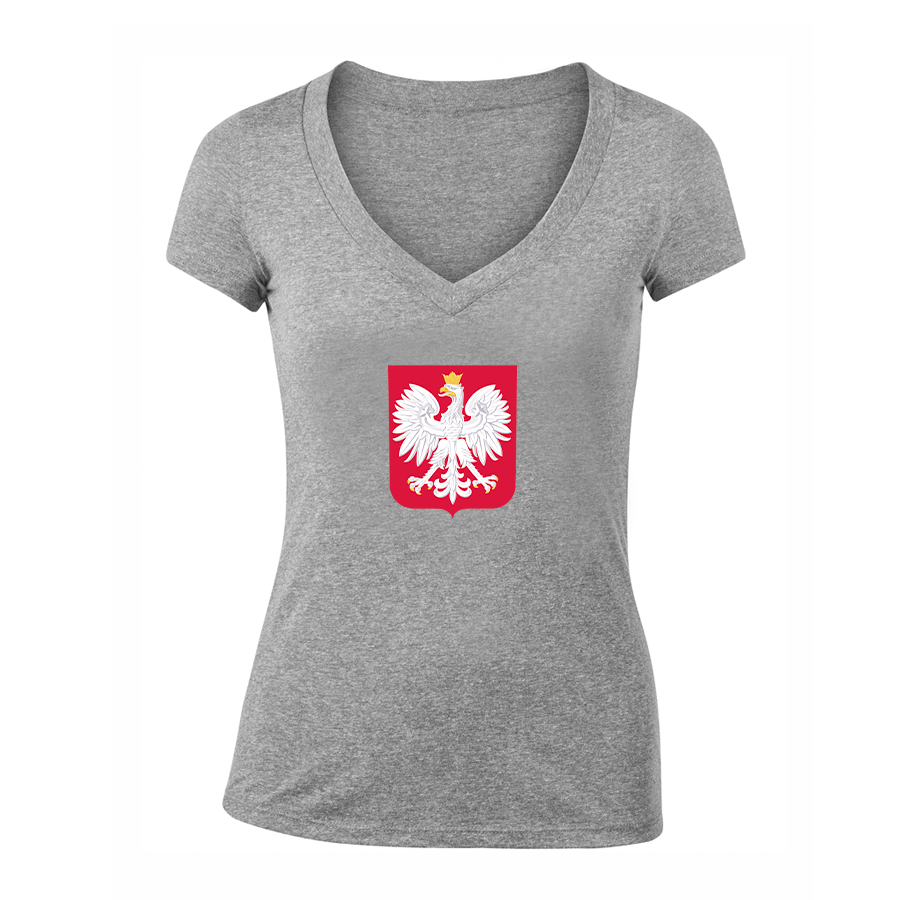 Women's Poland National Soccer Team V-Neck T-Shirt