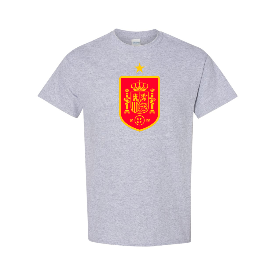 Men's Spain Red Logo National Soccer Team Cotton T-Shirt