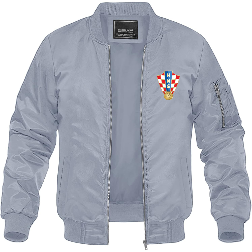 Men's Croatia National Soccer Team Lightweight Bomber Jacket Windbreaker Softshell Varsity Jacket Coat