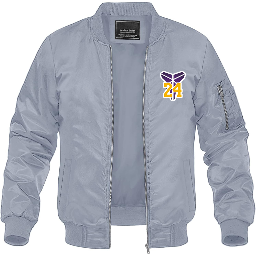 Men's Kobe Bryant Mamba 24 Lightweight Bomber Jacket Windbreaker Softshell Varsity Jacket Coat