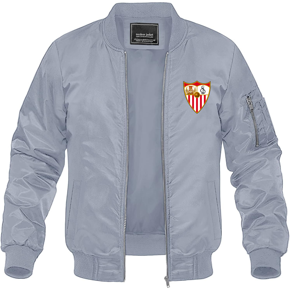 Men's Sevilla FC Lightweight Bomber Jacket Windbreaker Softshell Varsity Jacket Coat