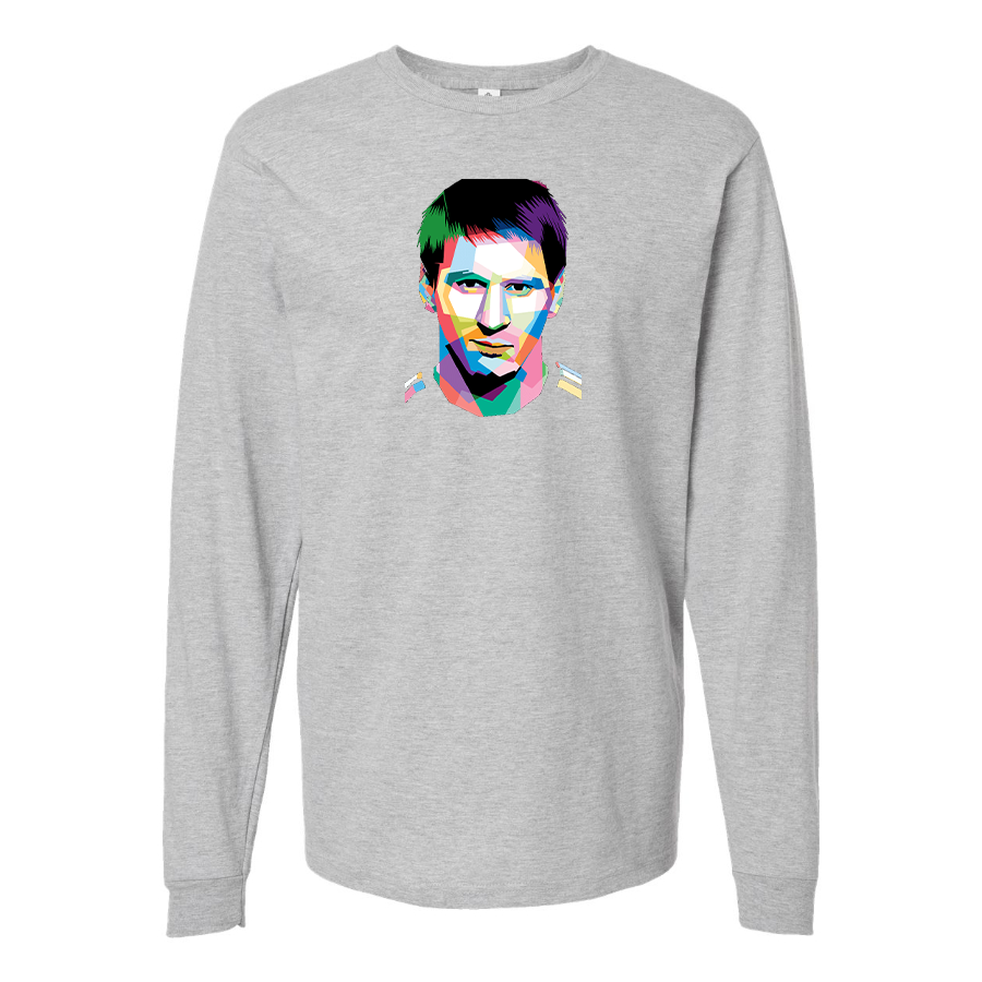 Youth Kids Lionel Messi Face Art SoccerLong Sleeve T-Shirt