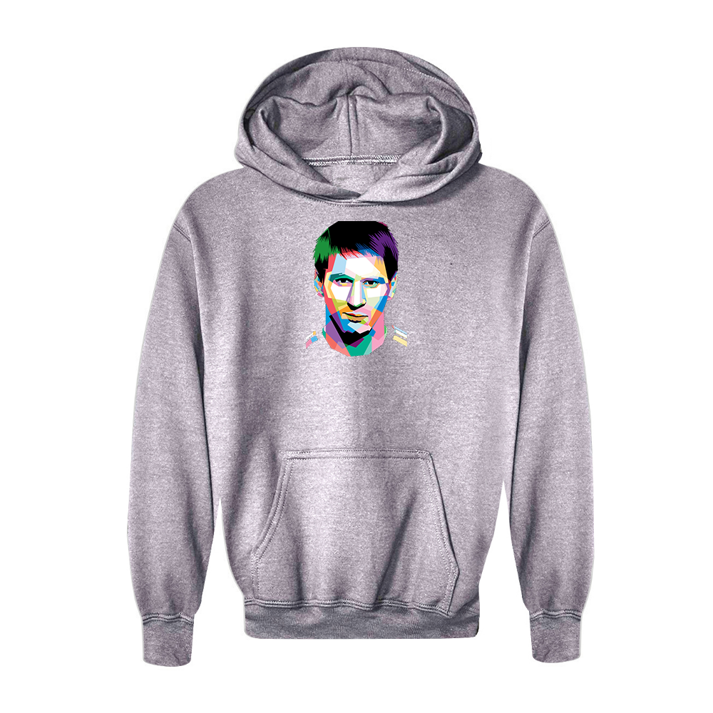 Youth Kids Lionel Messi Face Art Soccer Pullover Hoodie