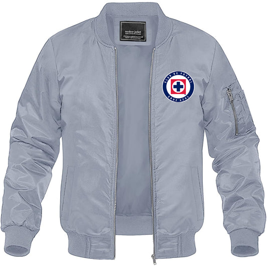 Men's Cruz Azul Football Club Lightweight Bomber Jacket Windbreaker Softshell Varsity Jacket Coat