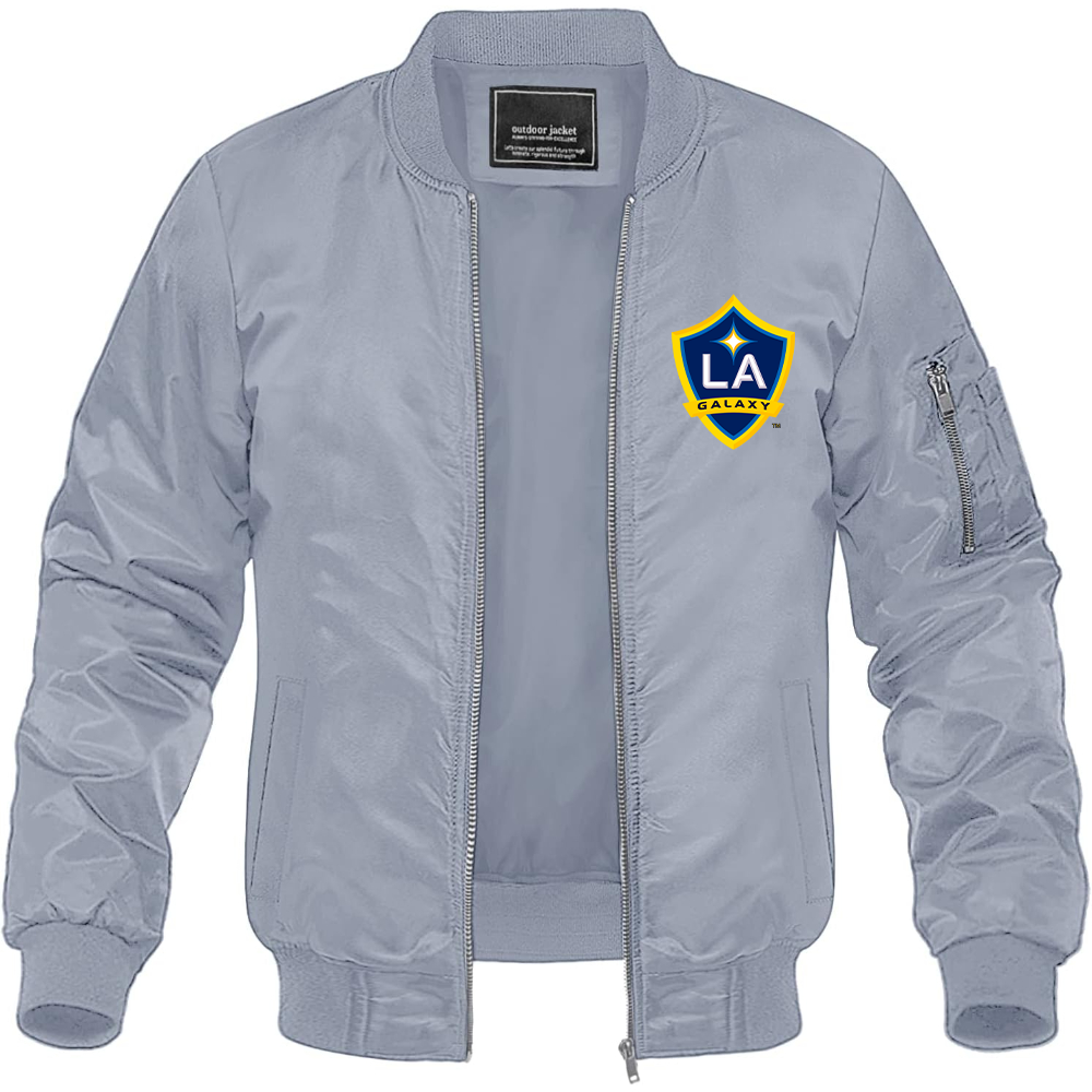 Men's LA Galaxy FC Lightweight Bomber Jacket Windbreaker Softshell Varsity Jacket Coat