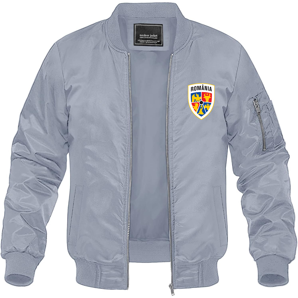 Men's Romania National Soccer Team Lightweight Bomber Jacket Windbreaker Softshell Varsity Jacket Coat