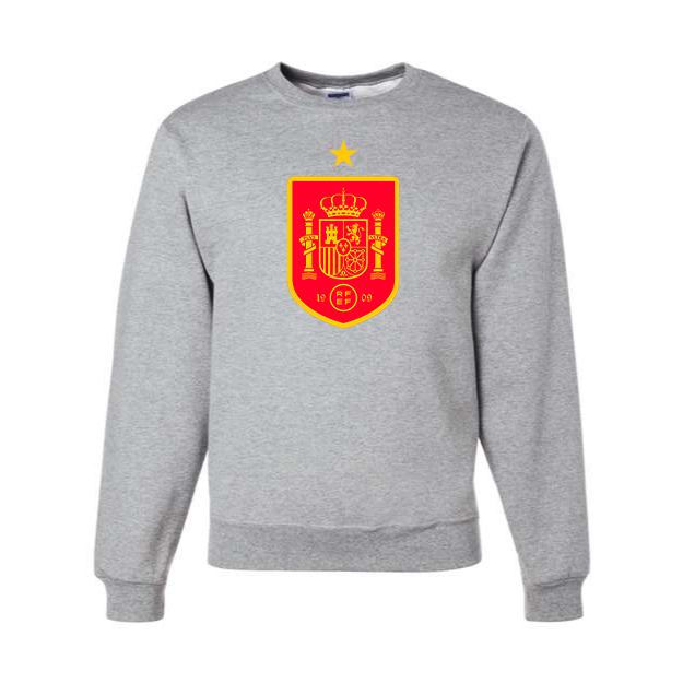 Men's Spain Red Logo National Soccer Team Crewneck Sweatshirt