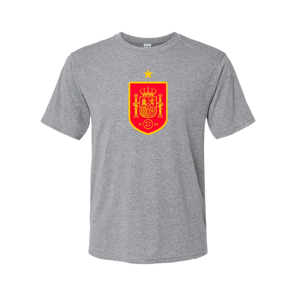 Youth Kids Spain Red Logo National Soccer Team Performance T-Shirt