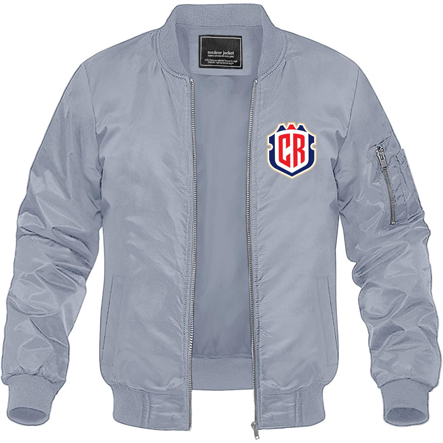 Men's Costa Rica National Soccer Team Lightweight Bomber Jacket Windbreaker Softshell Varsity Jacket Coat