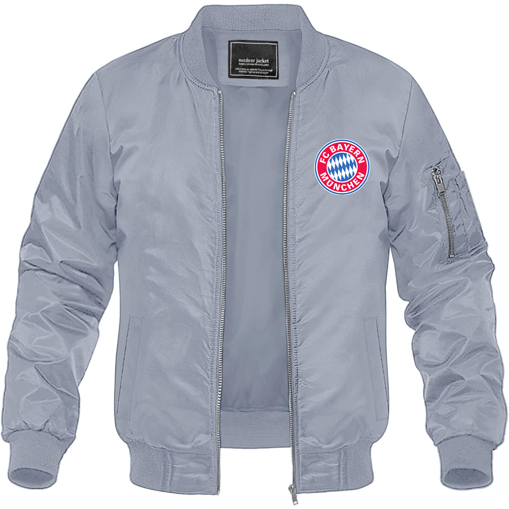 Men's F.C. Bayern Munchen Soccer Lightweight Bomber Jacket Windbreaker Softshell Varsity Jacket Coat