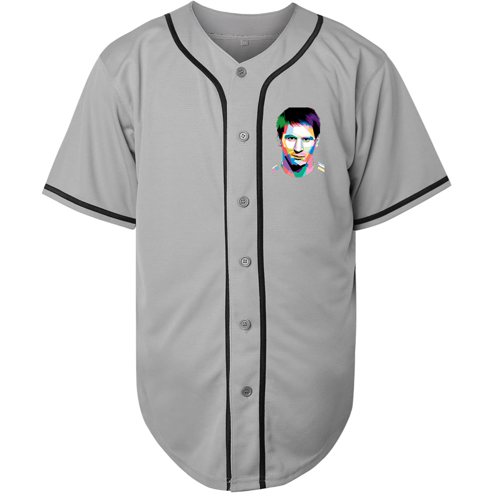 Men's Lionel Messi Face Art Soccer Baseball Jersey